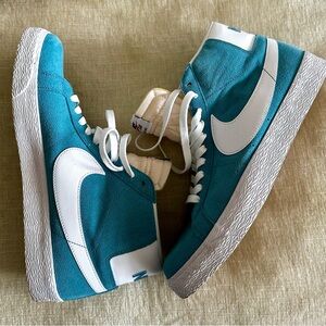 Nike Blazer Mid 77 Teal and White High-Top Sneakers